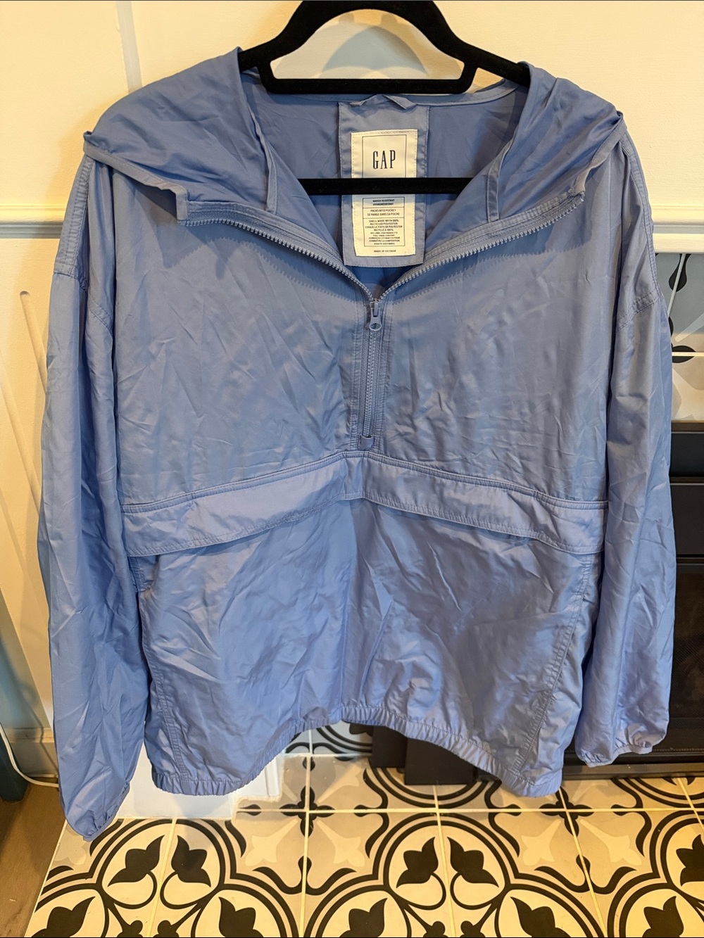 GAP Periwinkle Half-Zip Hooded Windbreaker Oversized